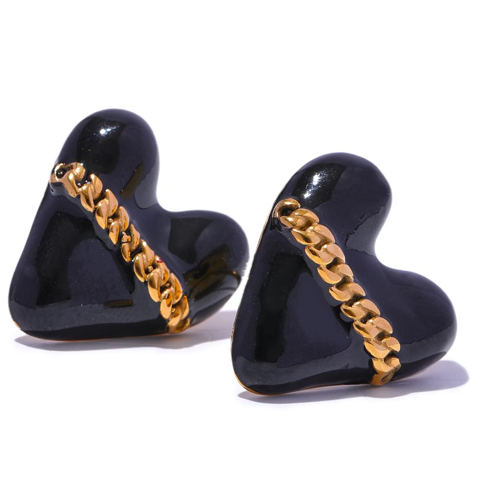 Yhpup Trendy Black White Enamel Heart Stud Earrings 18K PVD Plated Stainless Steel Romantic Charm Jewelry Accessories for Women
Yhpup Trendy Black White Enamel Heart Stud Earrings 18K PVD Plated Stainless Steel Romantic Charm Jewelry Accessories for Women