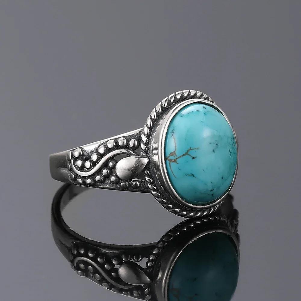 S925 Silver Vintage Ring With Natural Turquoise Stone Rings Oval and Round Shape Flower Carved Rings For Women Men 6
S925 Silver Vintage Ring With Natural Turquoise Stone Rings Oval and Round Shape Flower Carved Rings For Women Men 6