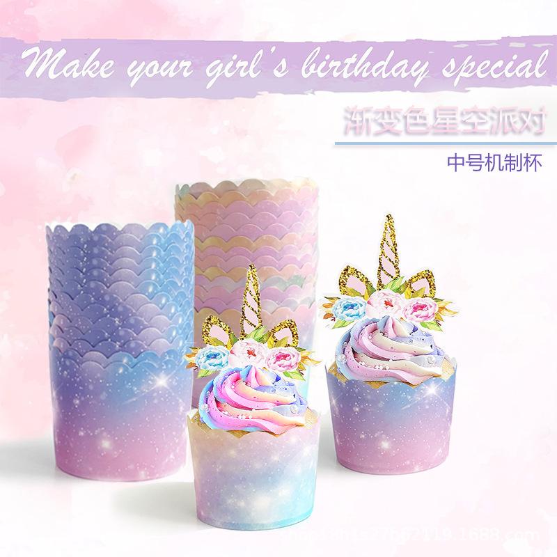 Medium Mechanism High Temperature Cup Muffin Cup Gradual Change Color Starry Sky Oil-Proof Cake Paper Wedding Holiday Baking Paper Cup 50
Medium Mechanism High Temperature Cup Muffin Cup Gradual Change Color Starry Sky Oil-Proof Cake Paper Wedding Holiday Baking Paper Cup 50