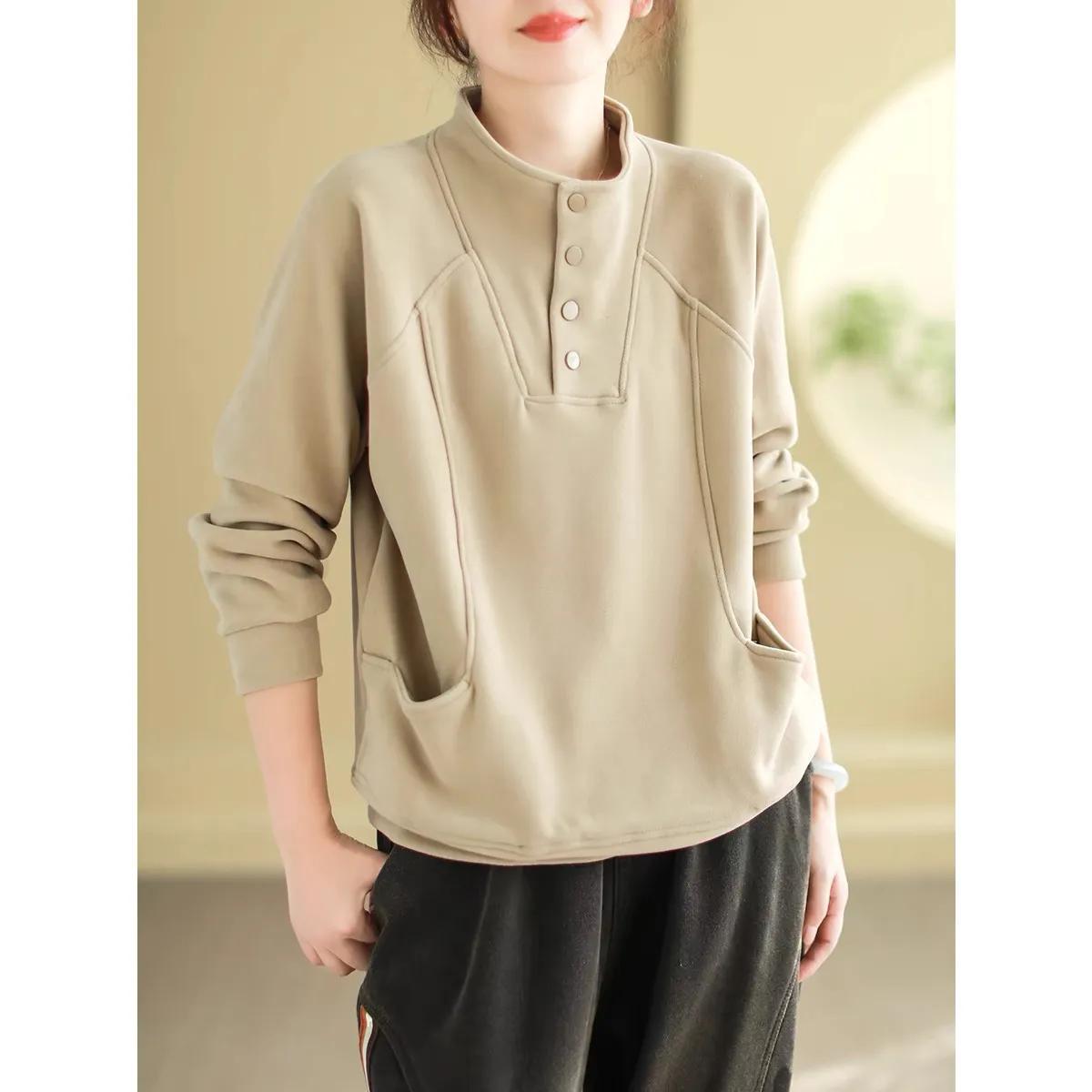 Женская кофта свободного кроя, теплая, термо, для пота, на пуговицах, с полувысоким воротником, из бархата, повседневный топ XS
Женская кофта свободного кроя, теплая, термо, для пота, на пуговицах, с полувысоким воротником, из бархата, повседневный топ XS