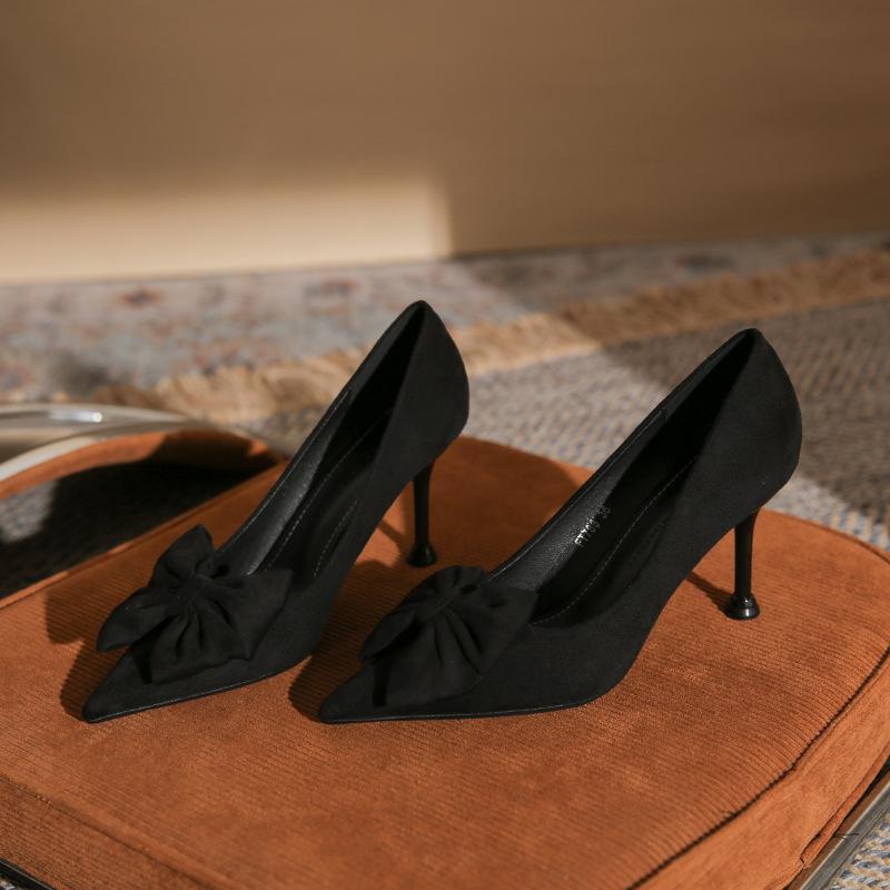 - Pointed head, light mouth, stiletto, classic women s shoes, head flower black suede, apricot, versatile high heels, single shoes. 33
- Pointed head, light mouth, stiletto, classic women s shoes, head flower black suede, apricot, versatile high heels, single shoes. 33