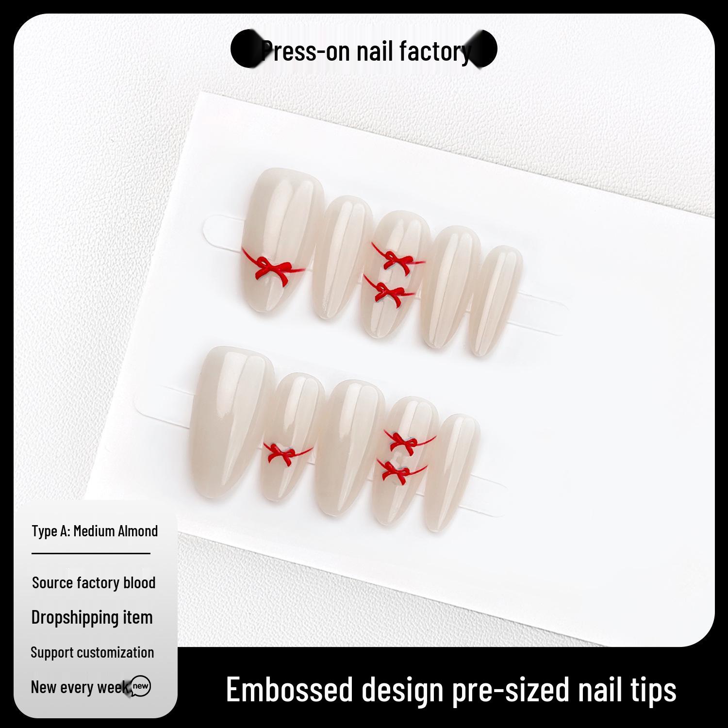 Jiaolong Summer Cute Bow Embossed Wearable Nails: Advanced Gentle Whitening Manicure Tips Extra Small
Jiaolong Summer Cute Bow Embossed Wearable Nails: Advanced Gentle Whitening Manicure Tips Extra Small