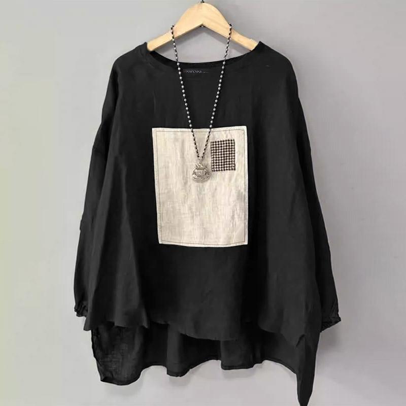 ZANZEA Женская повседневная блузка с круглым вырезом и длинным рукавом в стиле пэчворк 4XL чёрный
ZANZEA Женская повседневная блузка с круглым вырезом и длинным рукавом в стиле пэчворк 4XL чёрный