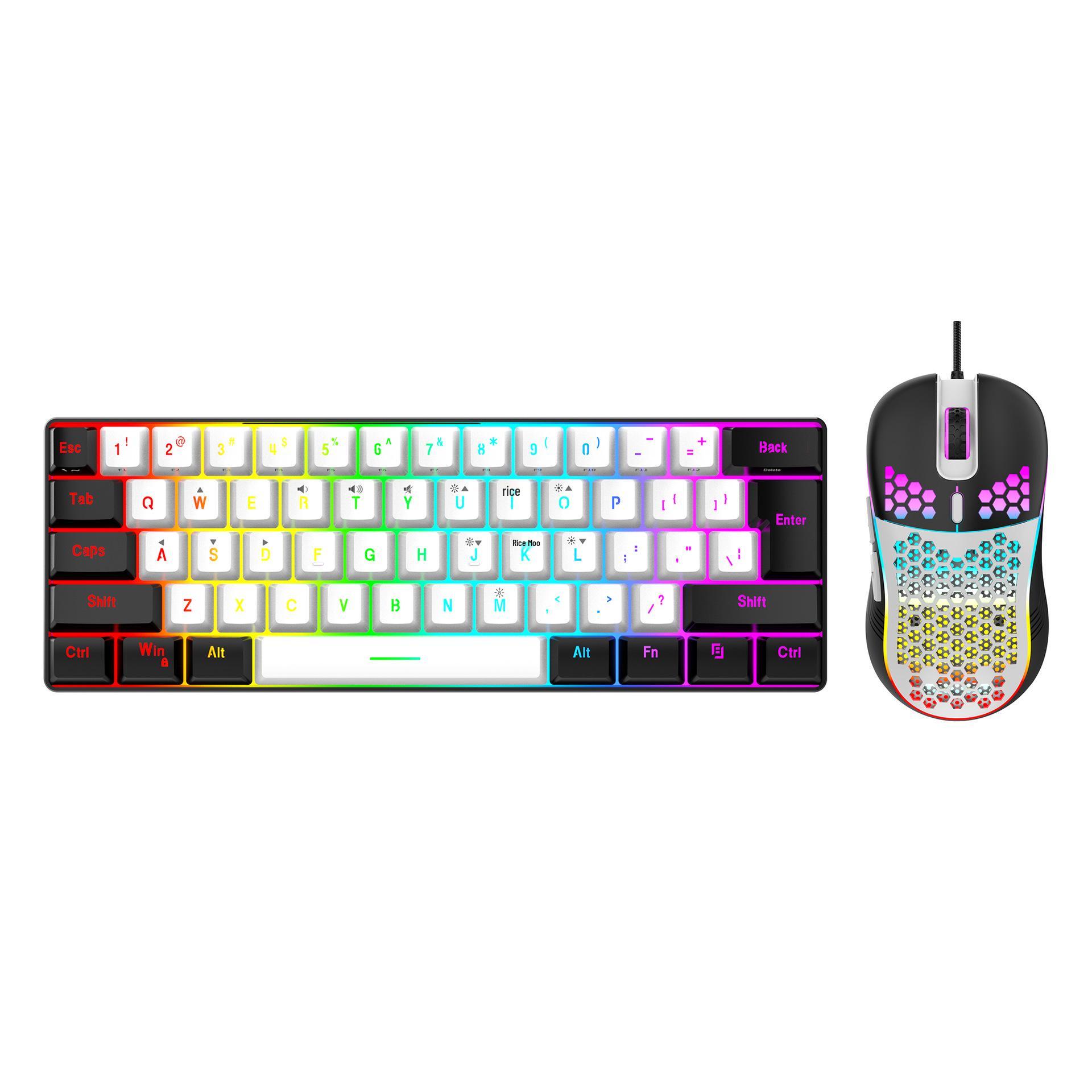 Дротова RGB 61-клавішна міні-ігрова клавіатура - Компактна, Механічне відчуття для офісного та портативного використання White Black + Matching Mouse
Дротова RGB 61-клавішна міні-ігрова клавіатура - Компактна, Механічне відчуття для офісного та портативного використання White Black + Matching Mouse
