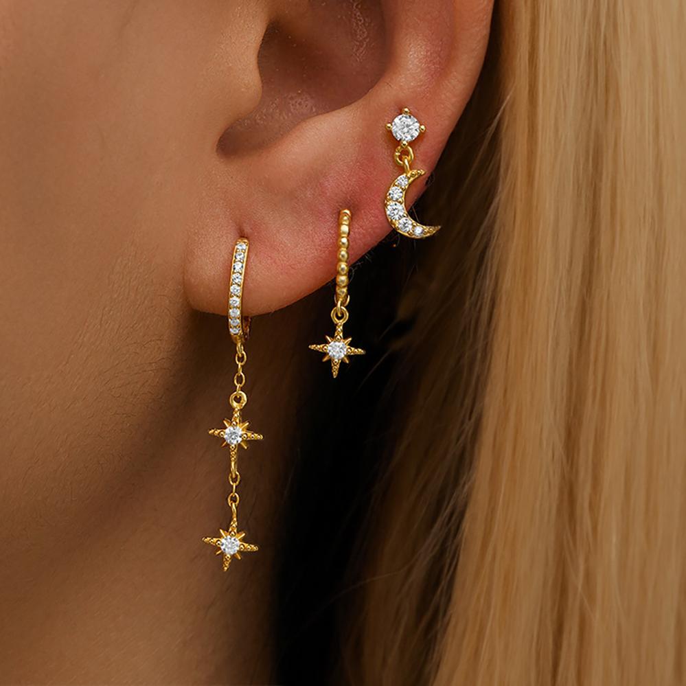 3PCS Set New Star Moon Cartilage Piercing Earrings Cubic Zirconia Stainless Steel Pendant Chain Hoop Earring Piercing Jewelry
3PCS Set New Star Moon Cartilage Piercing Earrings Cubic Zirconia Stainless Steel Pendant Chain Hoop Earring Piercing Jewelry
