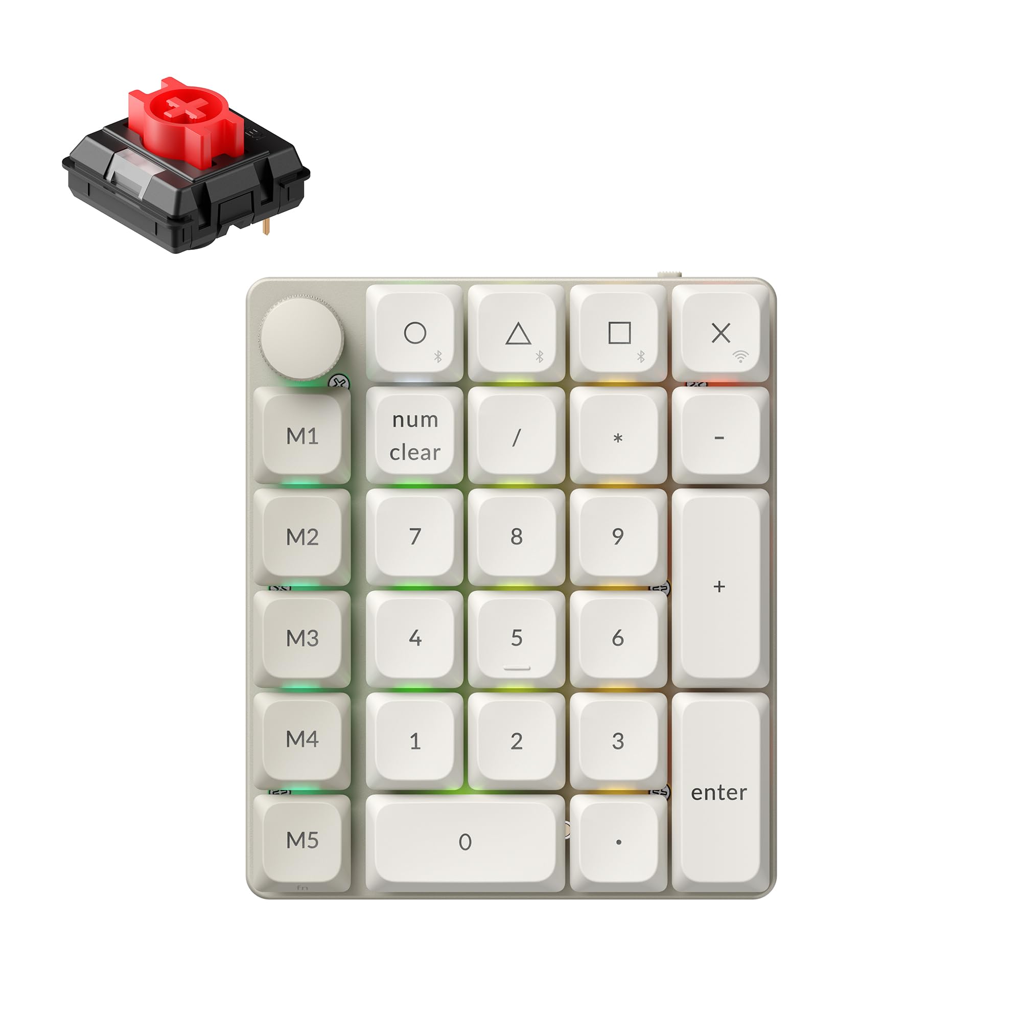 K0 Max QMK Compatible Wireless Custom Numeric Keypad Low Profile RGB Bluetooth Polling Milk POM Switches Red Axis Retro White Keychron
K0 Max QMK Compatible Wireless Custom Numeric Keypad Low Profile RGB Bluetooth Polling Milk POM Switches Red Axis Retro White Keychron
