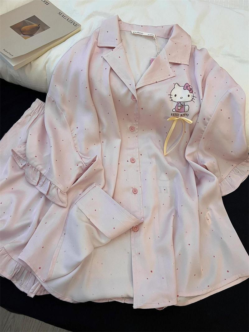 Premium polka dot pink Hello Kitty pajamas women s summer short-sleeved shorts lace two-piece set women s loungewear S
Premium polka dot pink Hello Kitty pajamas women s summer short-sleeved shorts lace two-piece set women s loungewear S