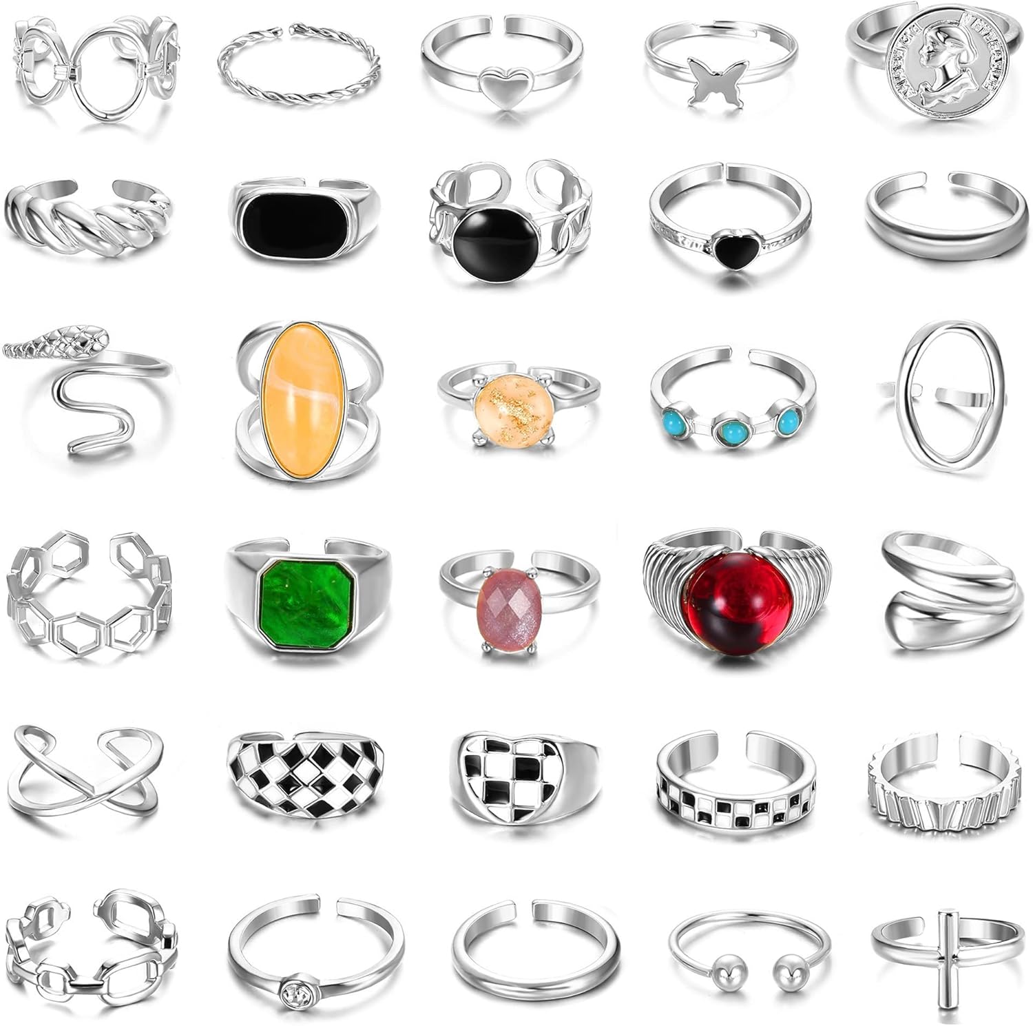 Bobisty 30Pcs Gold Plated Chunky Rings for Women Twisted Signet Ring Stackable Knuckle Midi Ring Adjustable Open Ring Sets
Bobisty 30Pcs Gold Plated Chunky Rings for Women Twisted Signet Ring Stackable Knuckle Midi Ring Adjustable Open Ring Sets