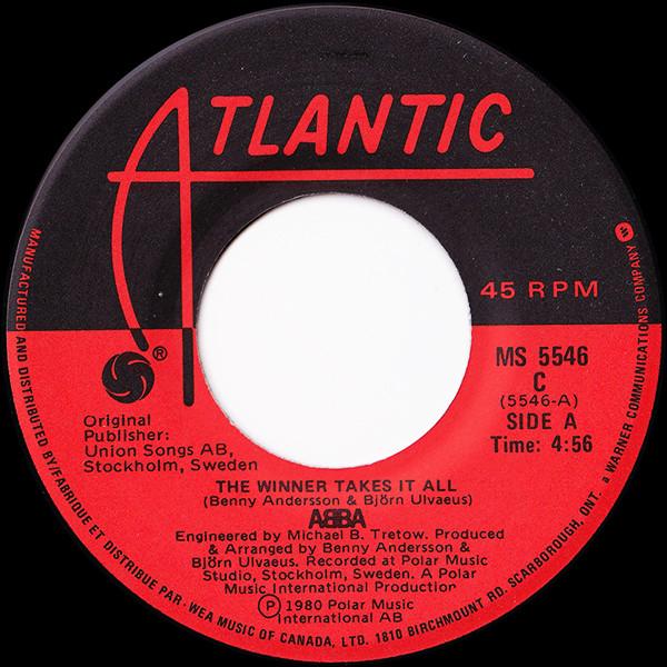 7inch Record ABBA - The Winner Takes It All MS5546 Atlantic 1980 Canada Pop Used
7inch Record ABBA - The Winner Takes It All MS5546 Atlantic 1980 Canada Pop Used