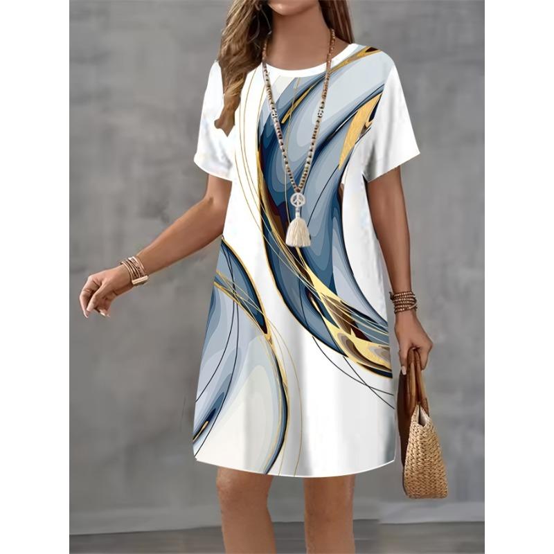 Colorful Line Printed Dress Women s Summer Round Neck High Stretch Casual Mini Skirt S
Colorful Line Printed Dress Women s Summer Round Neck High Stretch Casual Mini Skirt S