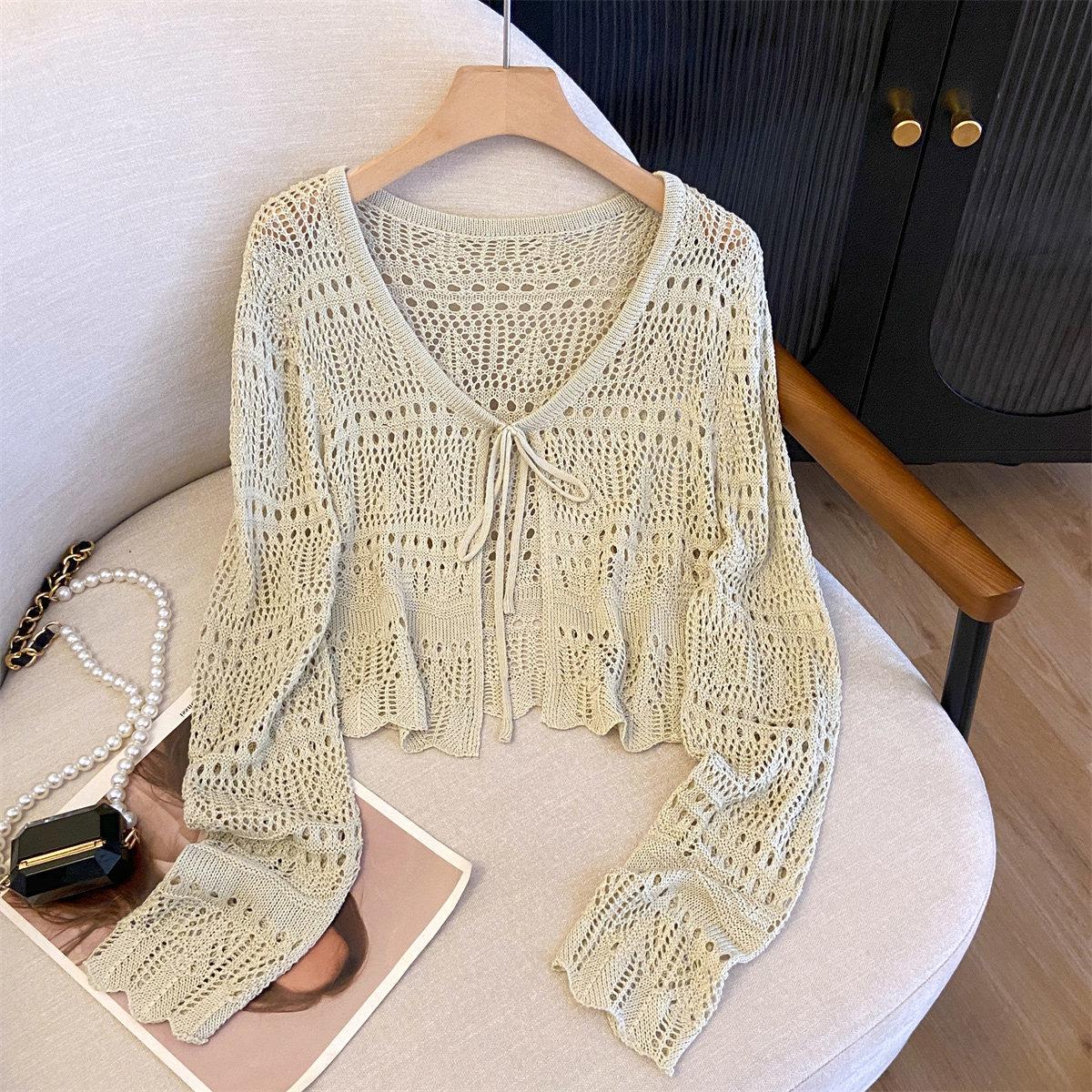 2026 Spring V-neck Lace-up Long Sleeve Crochet Cardigan Shawl for Women One Size
2026 Spring V-neck Lace-up Long Sleeve Crochet Cardigan Shawl for Women One Size