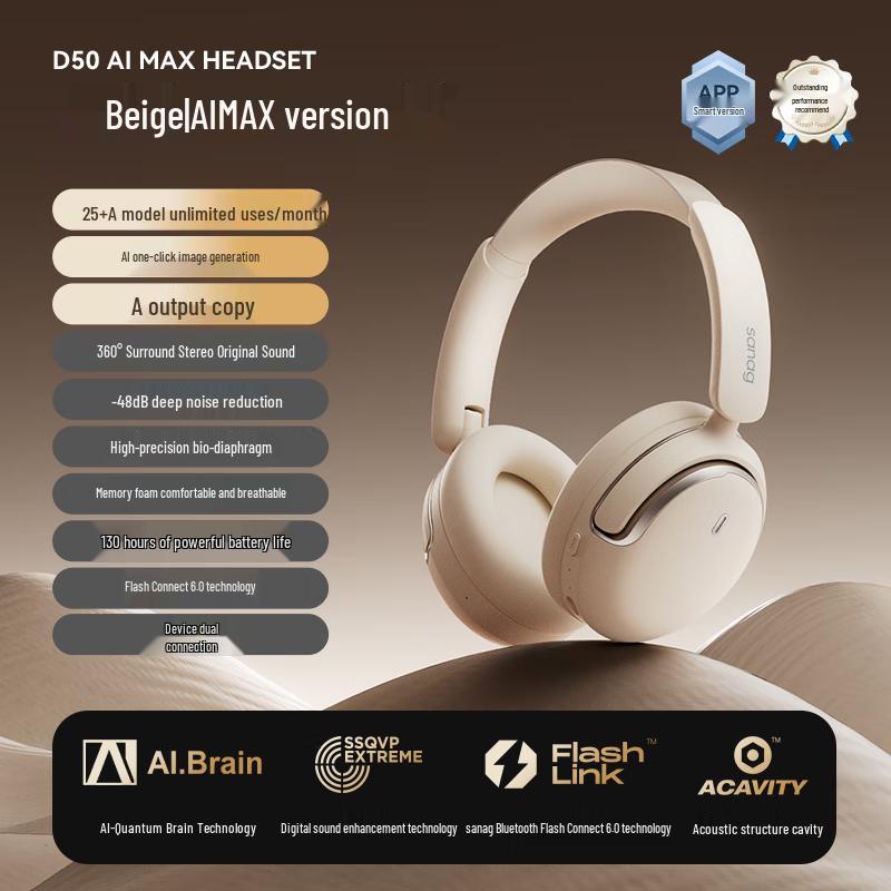 SANAG D50AI MAX Wireless Over-Ear Headset
SANAG D50AI MAX Wireless Over-Ear Headset