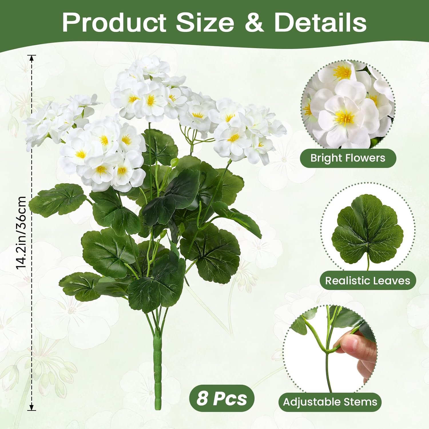 Artificial Geranium Flowers for Outdoors Decoration Floral UV Resistant Fake Plant Faux Flower for Porch Garden Table Home Decor белый
Artificial Geranium Flowers for Outdoors Decoration Floral UV Resistant Fake Plant Faux Flower for Porch Garden Table Home Decor белый