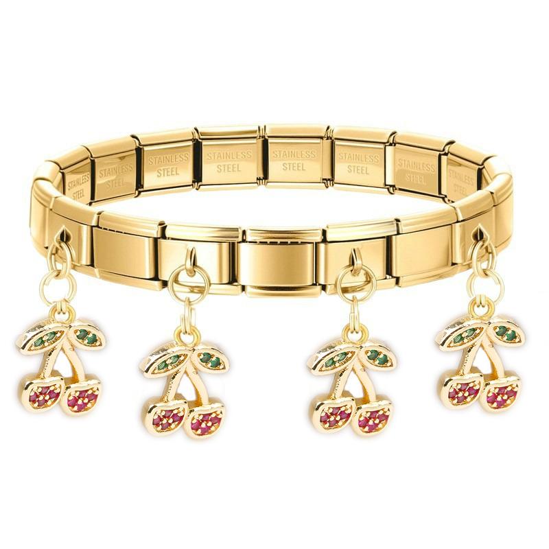 Geometric Square Stainless Steel Elastic Strap Bangle Bracelets for Women Strawberry Cherry Pendant Bracelets Hand Zircon Gift 18cm
Geometric Square Stainless Steel Elastic Strap Bangle Bracelets for Women Strawberry Cherry Pendant Bracelets Hand Zircon Gift 18cm