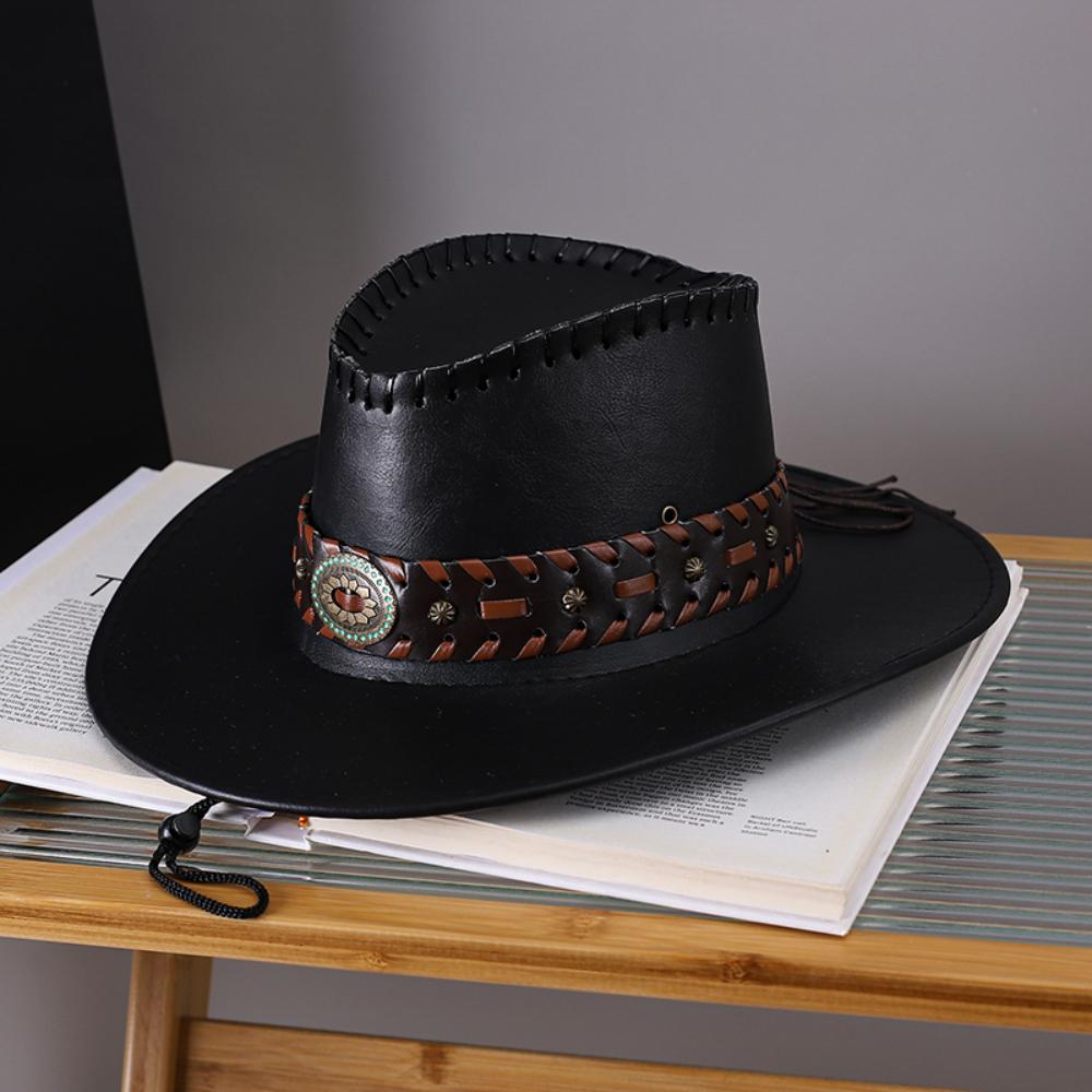 Pu Leather Cowboy Hat Breathable Vintage Fedora Hat Wide Brim Sun Hat Wide Brim For Themed Parties Music Festivals Horseback чорний
Pu Leather Cowboy Hat Breathable Vintage Fedora Hat Wide Brim Sun Hat Wide Brim For Themed Parties Music Festivals Horseback чорний