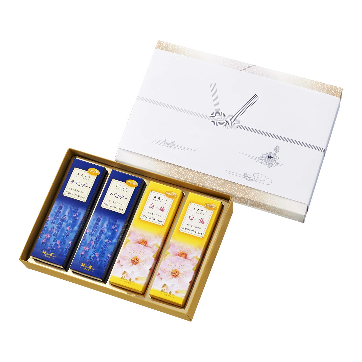 Nippon Kodo Kataribe Plum Blossom Gift Set of 4 Boxes in Cosmetic Bag Lavender/White
Nippon Kodo Kataribe Plum Blossom Gift Set of 4 Boxes in Cosmetic Bag Lavender/White