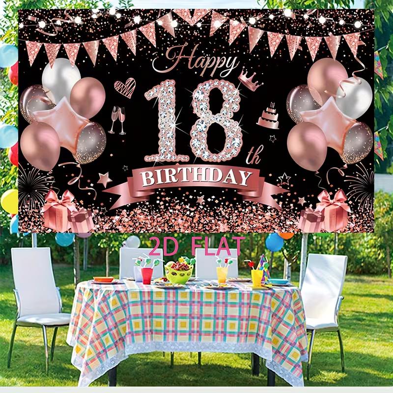 2D Flat 18th Birthday Black Rose Gold Party Photo Booth Background Cloth 47.2x31.5inch/120*80cm
2D Flat 18th Birthday Black Rose Gold Party Photo Booth Background Cloth 47.2x31.5inch/120*80cm