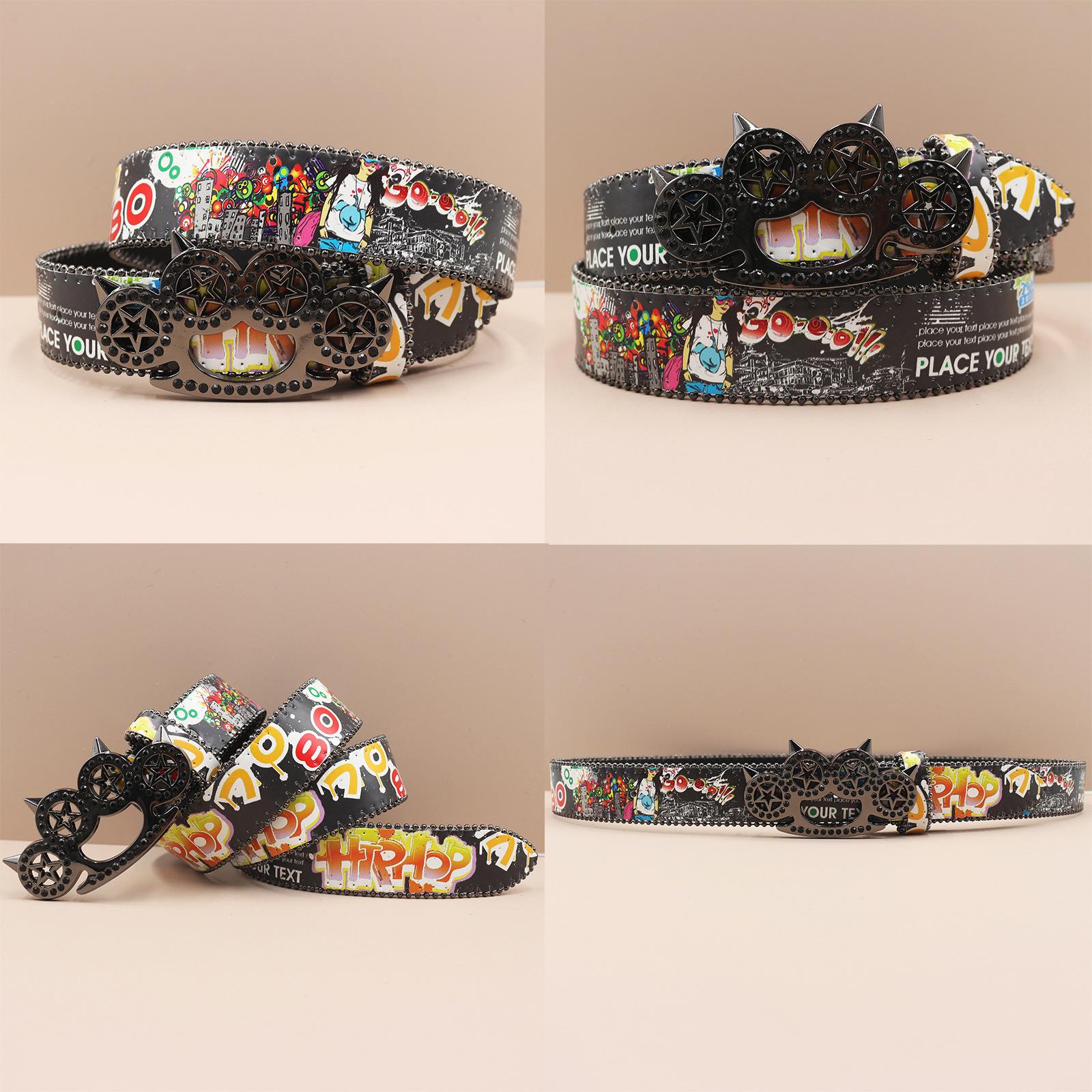 Tiger Claw Rhinestone Buckle Head Smooth Buckle Printed Graffiti Casual Personalized Belt Belt European and American Versatile 125cm
Tiger Claw Rhinestone Buckle Head Smooth Buckle Printed Graffiti Casual Personalized Belt Belt European and American Versatile 125cm