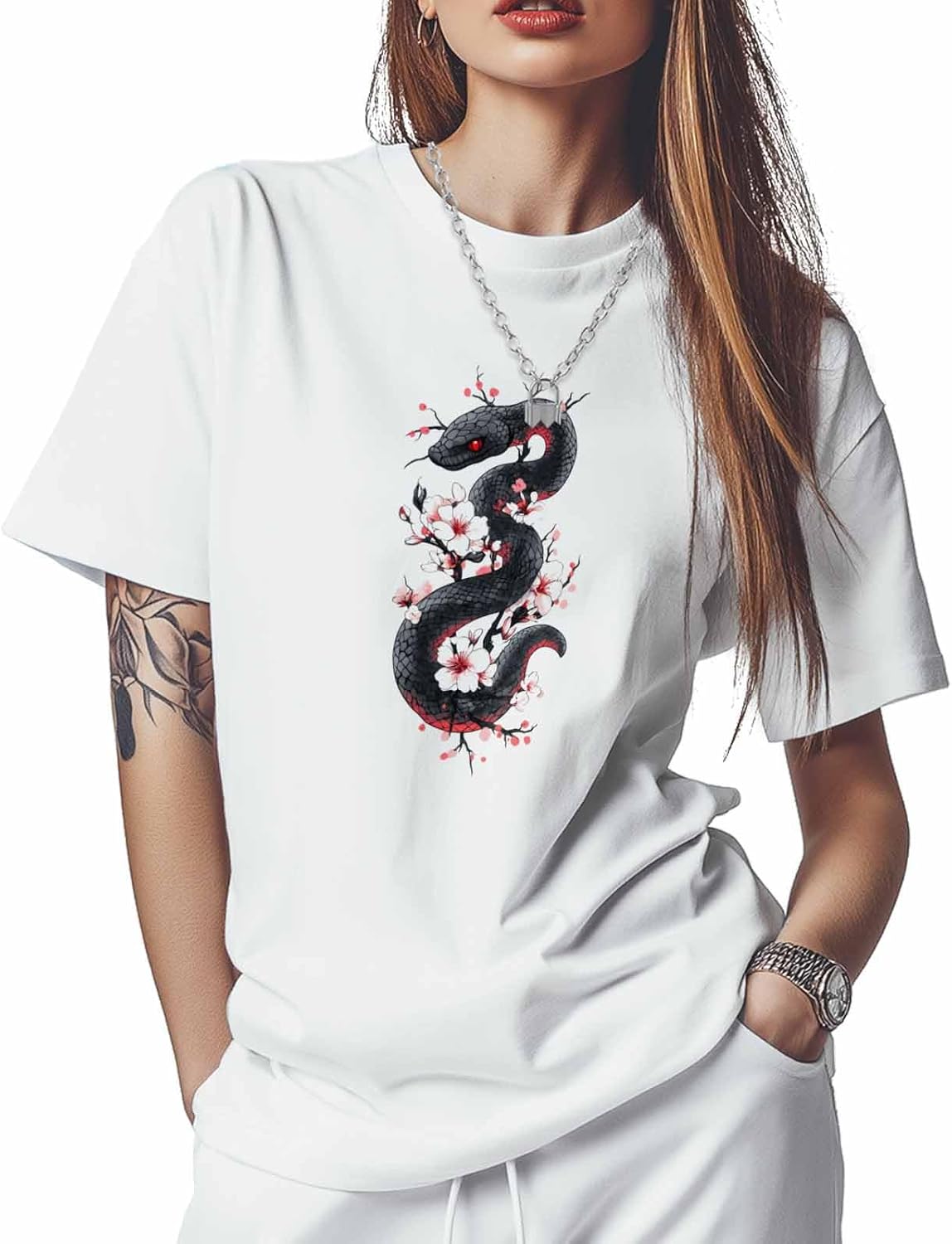 T Shirts for Women Graphic Tees Mystery Snake Crew Neck Short Sleeve Shirts for Women Flower Branch Casual T-Shirt 5XL різнокольоровий
T Shirts for Women Graphic Tees Mystery Snake Crew Neck Short Sleeve Shirts for Women Flower Branch Casual T-Shirt 5XL різнокольоровий