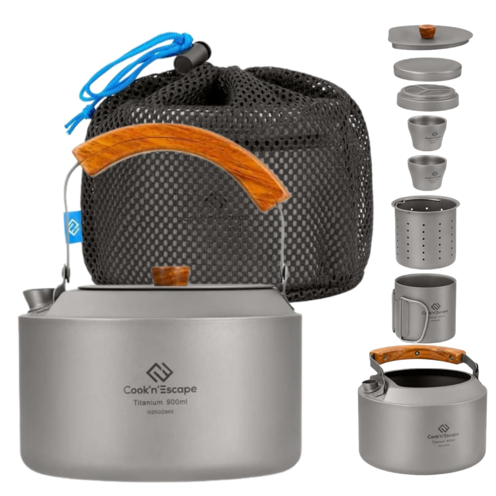 COOK N ESCAPE Titanium 8-Piece Coffee & Tea Set, Lightweight and Compact, Includes Teapot, Kettle, and Filter, Stovetop-Safe, Double-Walled Mug,
COOK N ESCAPE Titanium 8-Piece Coffee & Tea Set, Lightweight and Compact, Includes Teapot, Kettle, and Filter, Stovetop-Safe, Double-Walled Mug,