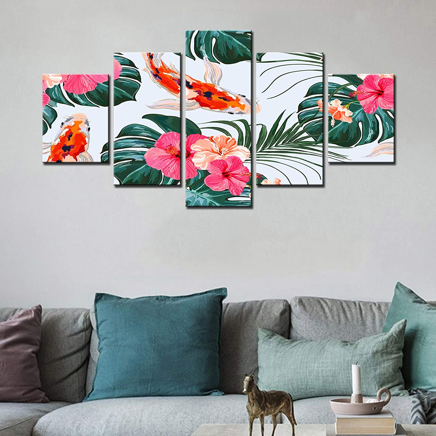5Pcs Tropical Palm Leaves Fish Paintings Hibiscus Flowers Art 5 Pieces Canvas Poster No Framed 5 Panel Room Decor Modern 
5Pcs Tropical Palm Leaves Fish Paintings Hibiscus Flowers Art 5 Pieces Canvas Poster No Framed 5 Panel Room Decor Modern