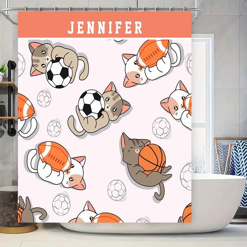 Personalized Cat Sports Print Shower Curtain for Bathroom Decor Cute Cartoon Kids Gift 90x180cm
Personalized Cat Sports Print Shower Curtain for Bathroom Decor Cute Cartoon Kids Gift 90x180cm