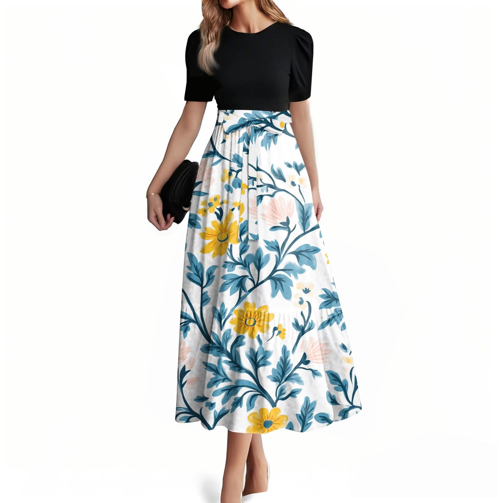 Женское модное повседневное платье с коротким рукавом и круглым вырезом, элегантное, темпераментное XL жёлтый
Женское модное повседневное платье с коротким рукавом и круглым вырезом, элегантное, темпераментное XL жёлтый