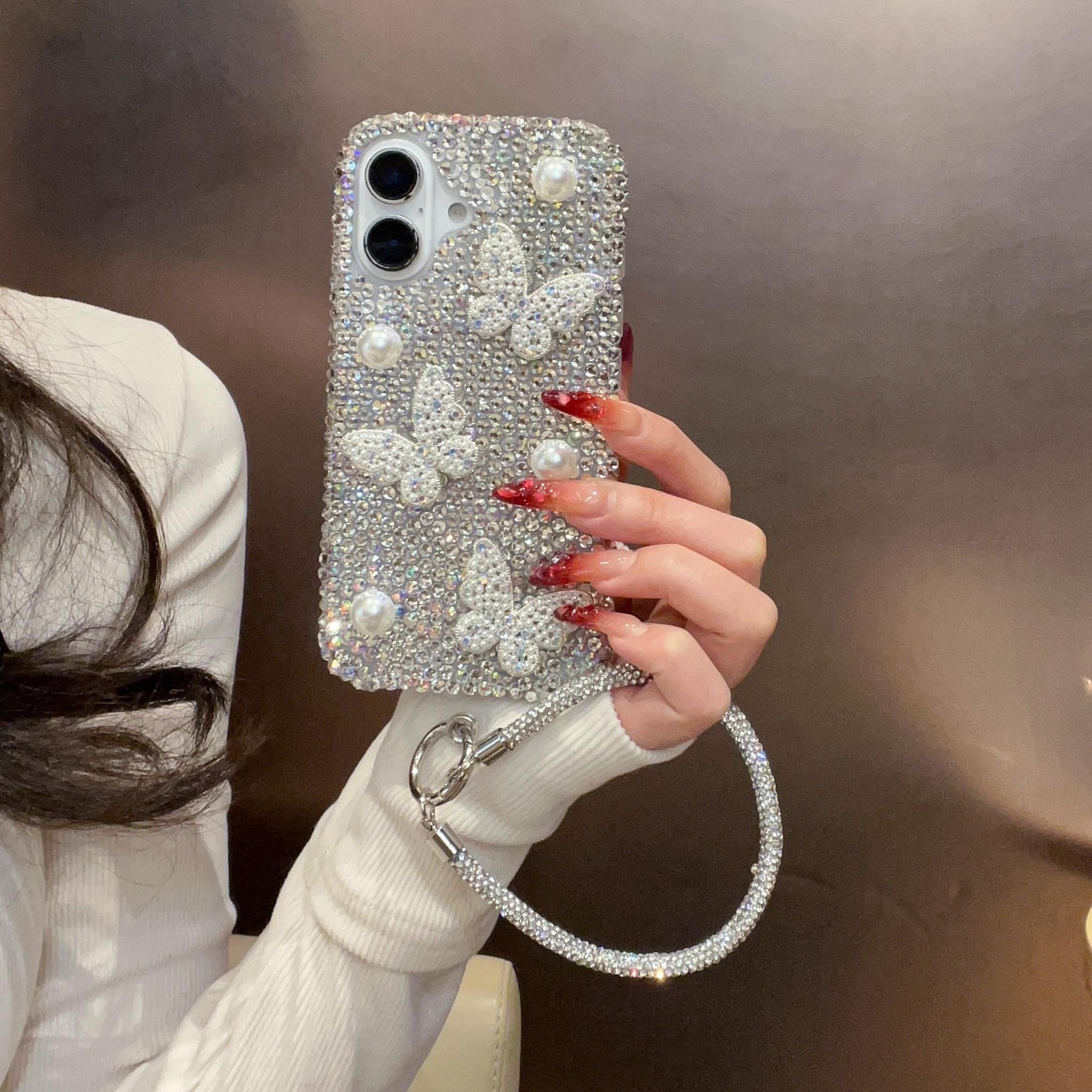 For iPhone 16 Case with Strap Luxury Pearl Butterfly Rhinestones Decor Phone Cover Pink
For iPhone 16 Case with Strap Luxury Pearl Butterfly Rhinestones Decor Phone Cover Pink