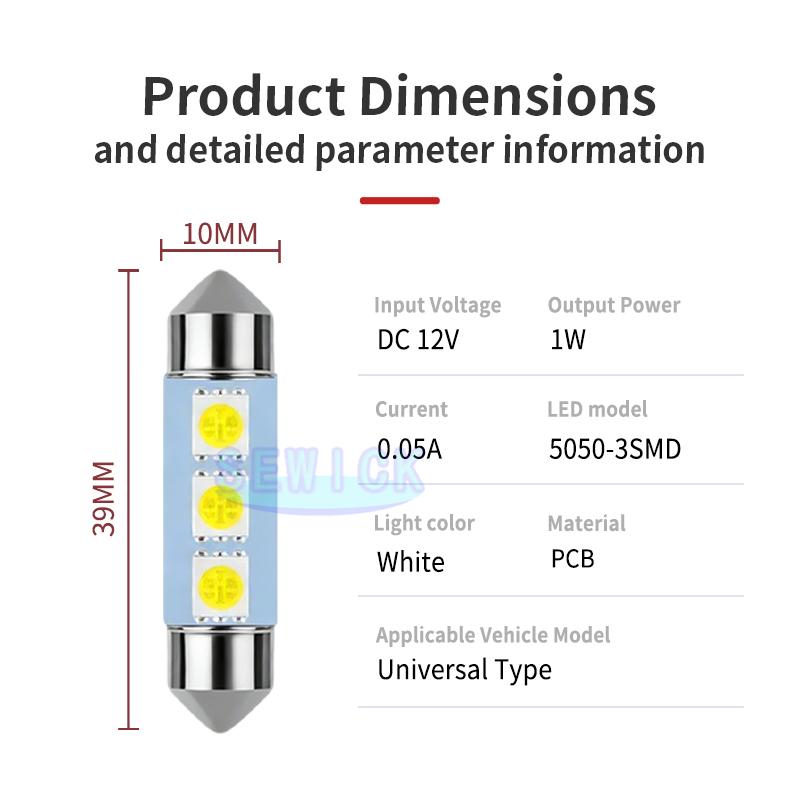 100Pcs White Ceiling Bulb C5W C10W 5050 3SMD 31/36/39/41mm DC12V Car License LED Dome Festoon Door Light Reading Lamps Interior 31mm белый
100Pcs White Ceiling Bulb C5W C10W 5050 3SMD 31/36/39/41mm DC12V Car License LED Dome Festoon Door Light Reading Lamps Interior 31mm белый