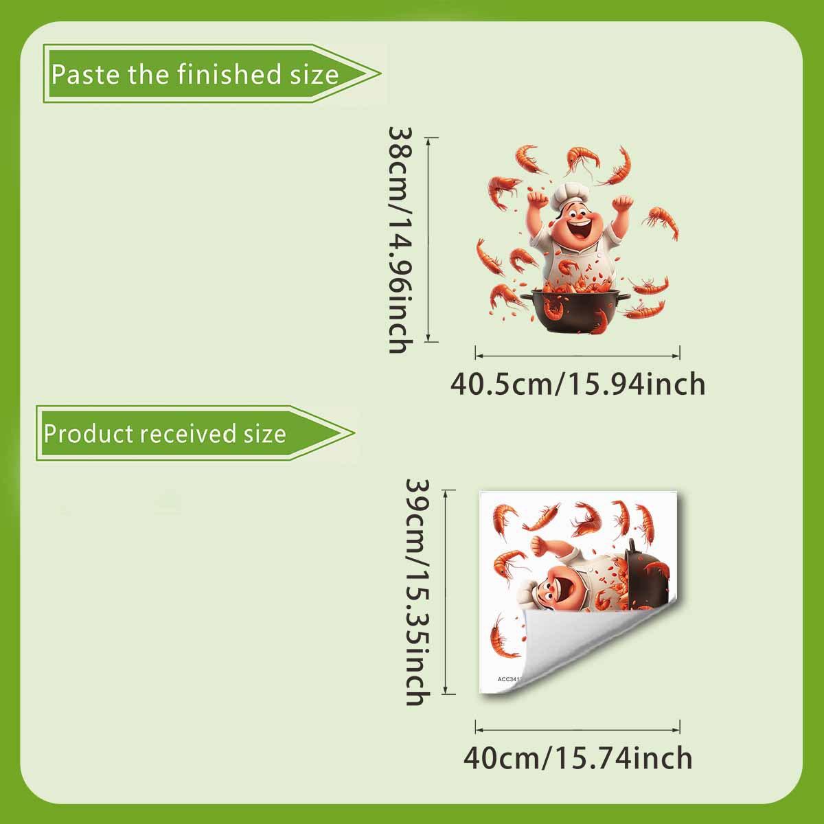 Мультяшный повар Жареные креветки, Наклейки для посудомоечной машины, Украшение кухонной стены, Наклейки на стену, Самоклеящиеся наклейки на стену 30*40cm
Мультяшный повар Жареные креветки, Наклейки для посудомоечной машины, Украшение кухонной стены, Наклейки на стену, Самоклеящиеся наклейки на стену 30*40cm