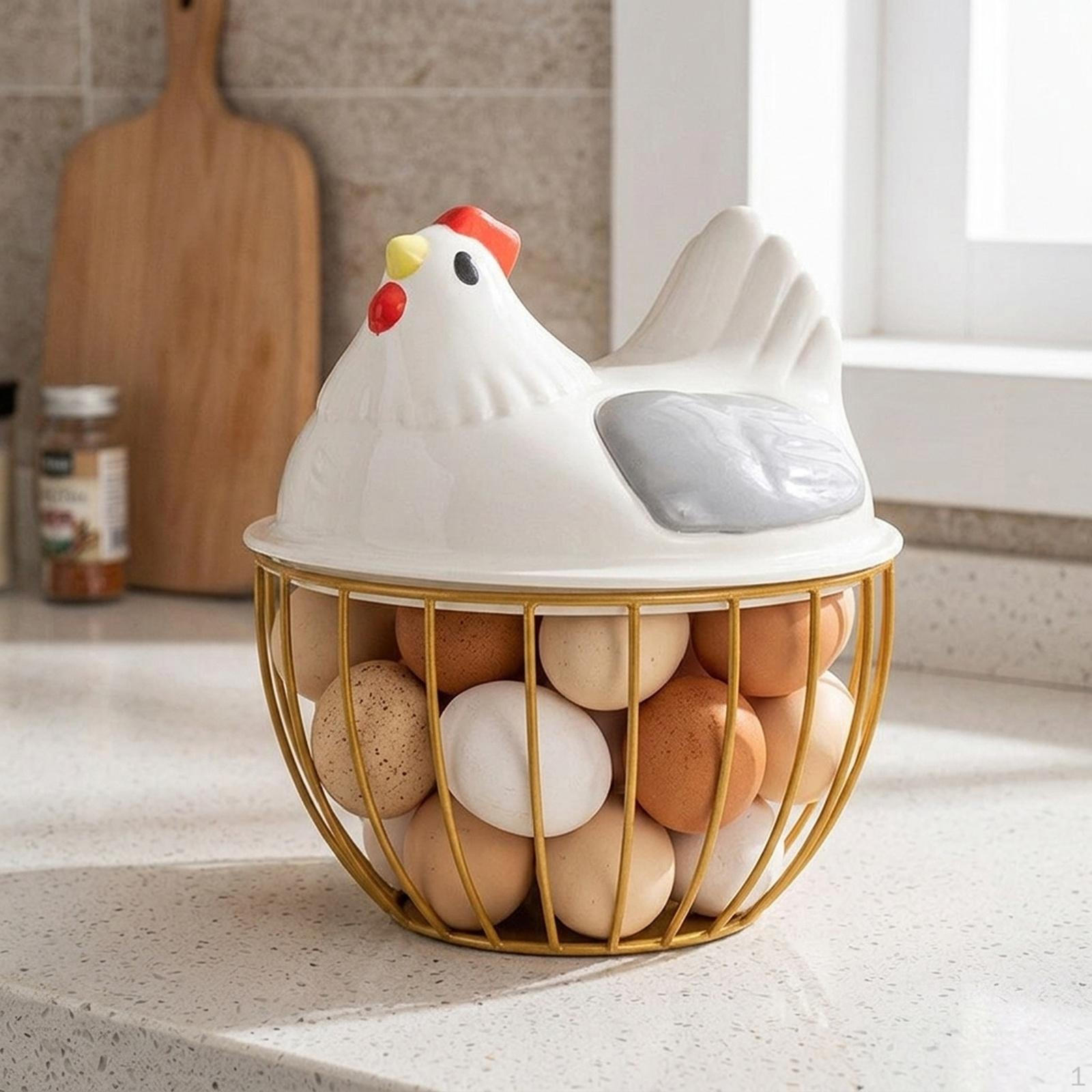 Chicken Egg Basket Farmhouse Style Storage Organizer with Metal Construction and Ergonomic Handles Gray Lid
Chicken Egg Basket Farmhouse Style Storage Organizer with Metal Construction and Ergonomic Handles Gray Lid