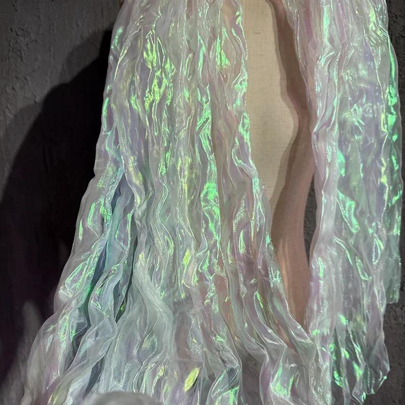 Illusory Color Fold Yarn Fabric Colorful Laser Translucent Skirt Clothing Dress Design Make Party Background Decorate Fabric 100x100cm білий
Illusory Color Fold Yarn Fabric Colorful Laser Translucent Skirt Clothing Dress Design Make Party Background Decorate Fabric 100x100cm білий