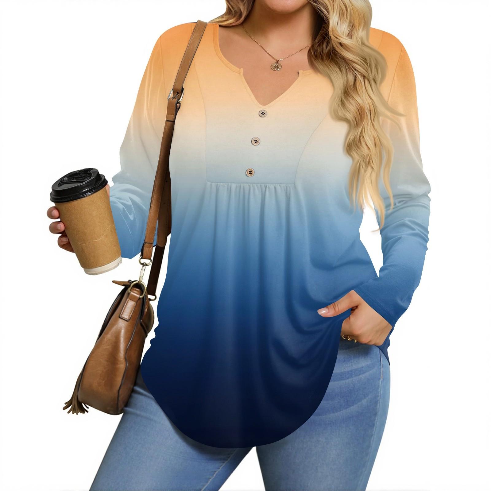 Женские рубашки больших размеров с длинным рукавом, туники с V-образным вырезом, базовые футболки свободного кроя XL жёлтый
Женские рубашки больших размеров с длинным рукавом, туники с V-образным вырезом, базовые футболки свободного кроя XL жёлтый