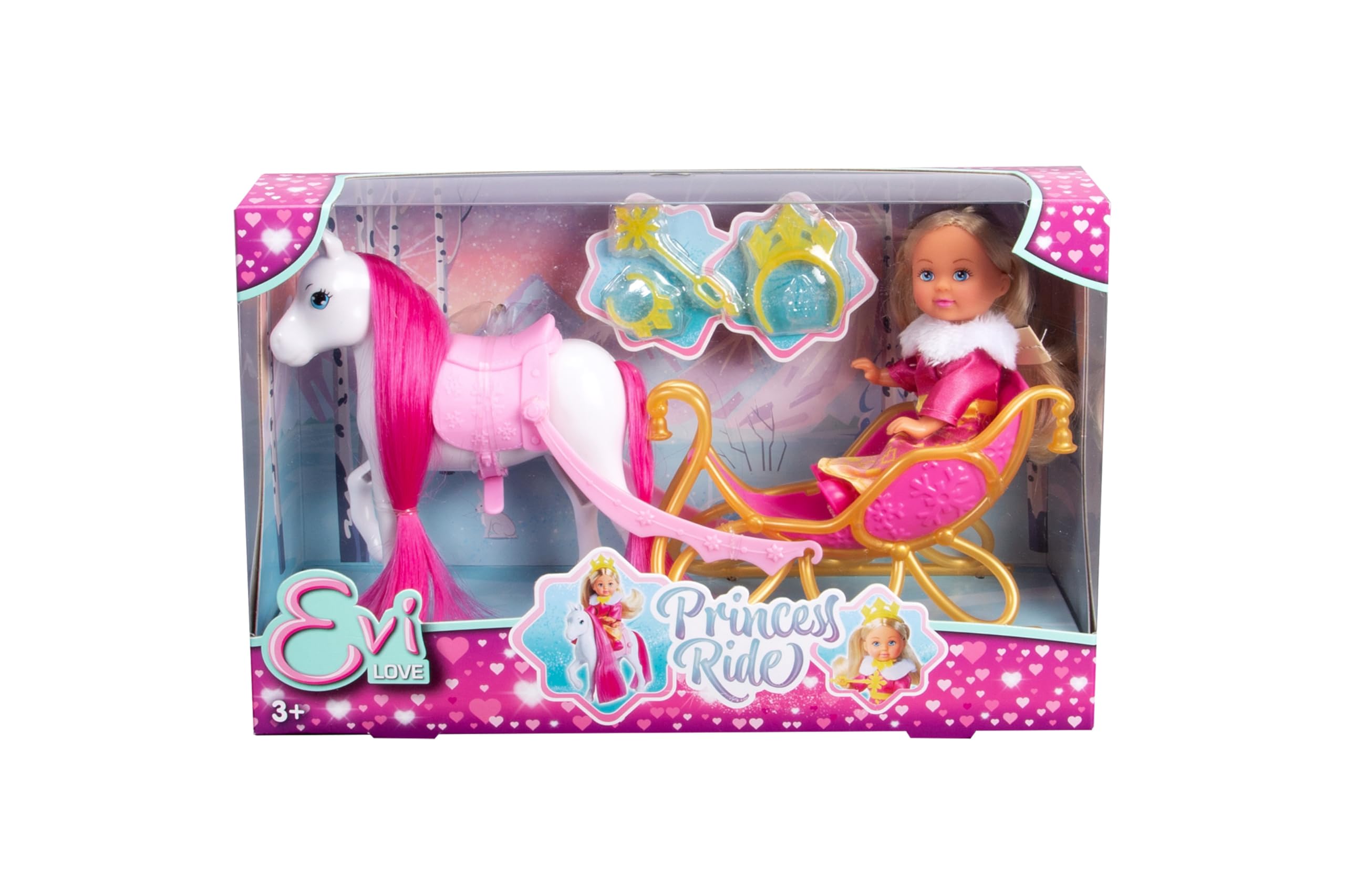 Simba 105733701 Эви Любовь Принцесса Катание Игрушка Кукла с Зимними Санками и Лошадью Принцессы, Аксессуары, 12 см, 3+
Simba 105733701 Эви Любовь Принцесса Катание Игрушка Кукла с Зимними Санками и Лошадью Принцессы, Аксессуары, 12 см, 3+