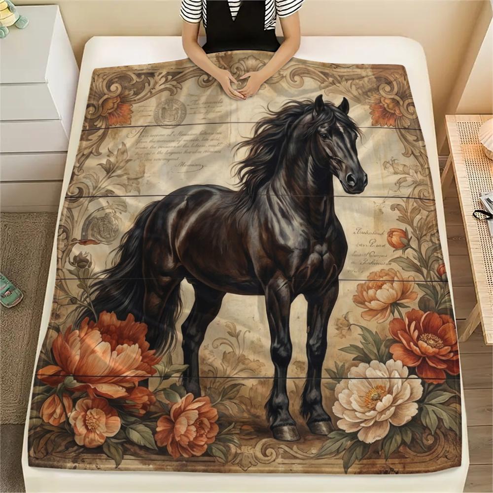 1PC Retro Horse Floral Print Flannel Blanket, High quality All Seasons, Home Decor, Warmth and Comfort, Perfect for Christmas Gifts 80cm x 120cm
1PC Retro Horse Floral Print Flannel Blanket, High quality All Seasons, Home Decor, Warmth and Comfort, Perfect for Christmas Gifts 80cm x 120cm