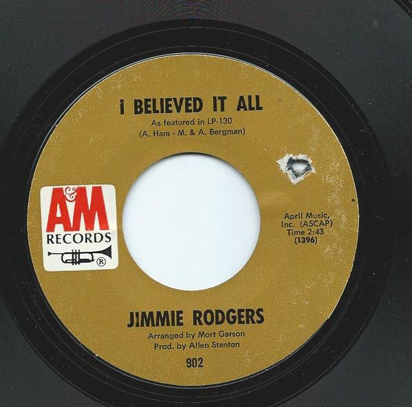 7inch Record JIMMIE RODGERS I Believed It All You Pass Me By 902 AM Records 1967 US Rock Used
7inch Record JIMMIE RODGERS I Believed It All You Pass Me By 902 AM Records 1967 US Rock Used