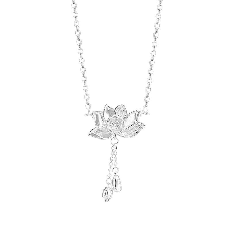 Ожерелье Два поколения Радость Лотос Цепочка на косточке воротника Знаменитый семейный стиль Китай-шик Будуар Подарок девушке