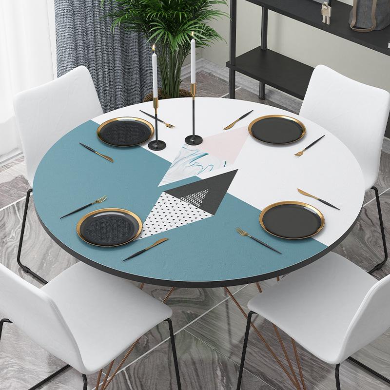 Скатерть из ПВХ в скандинавском стиле, водонепроницаемая и маслостойкая кожаная скатерть, пластиковый круглый простой коврик для стола в гостинице из кожи Diameter 50cm