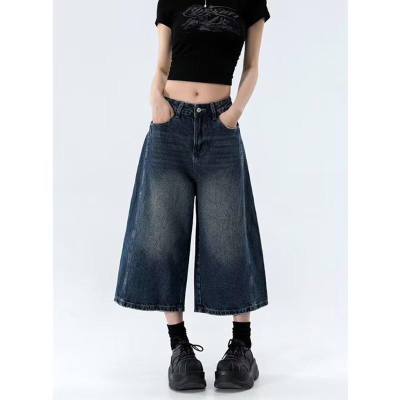 Women s High-Waisted Retro Wide-Leg Cropped Jeans in Deep Indigo Small
Women s High-Waisted Retro Wide-Leg Cropped Jeans in Deep Indigo Small