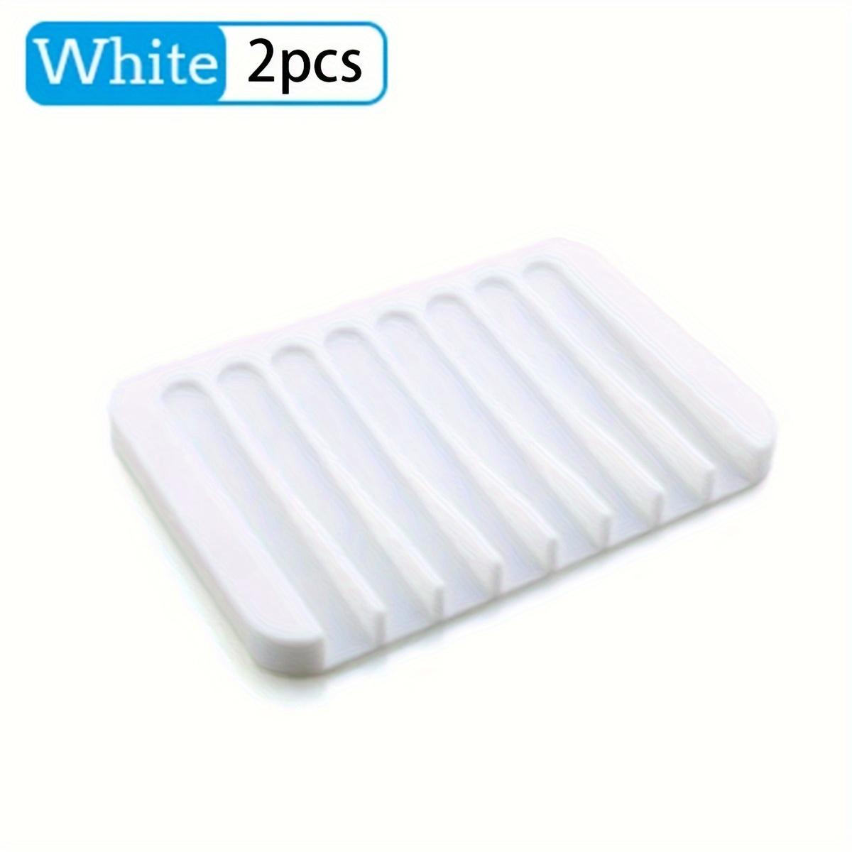 Силиконовая мыльница, 2 шт., простая простая мыльница, самоосушающийся держатель для мыла, мыльница для ванной комнаты, нескользящая полка для хранения мыла, аксессуары для ванной комнаты белый