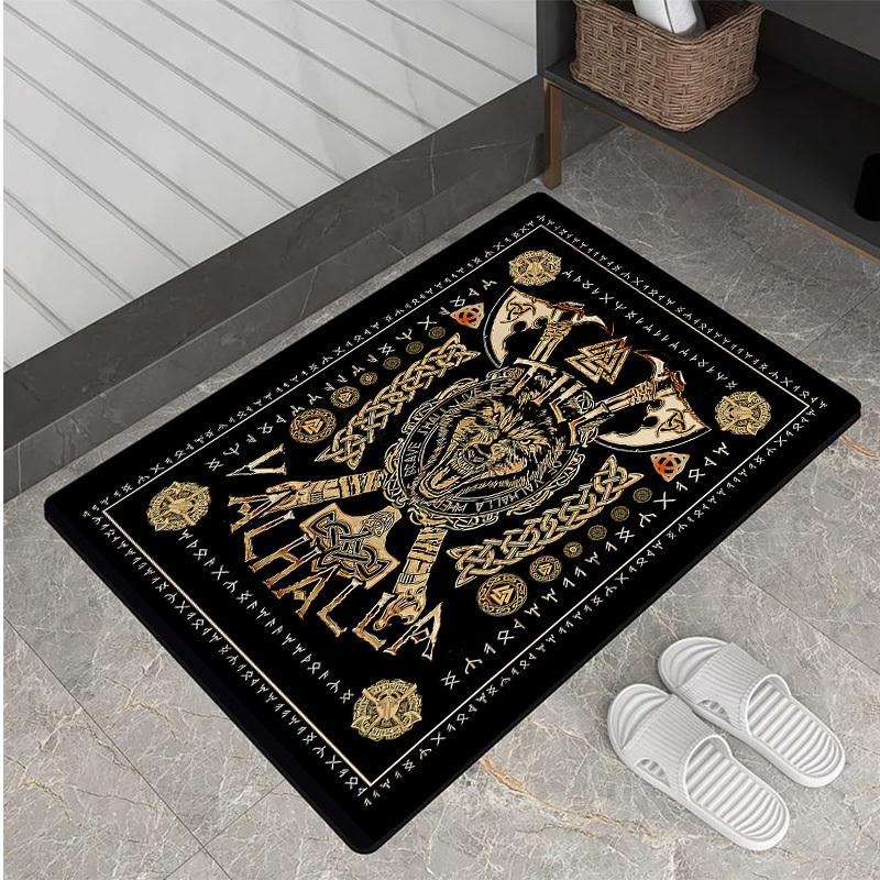Viking Norse Mythology Mat with Odin Rune & Valknut Symbols - Celtic Knot Viking Age Design Floor Mat, Non-Slip Machine Washable Mat for Hom 60cm x 90cm
Viking Norse Mythology Mat with Odin Rune & Valknut Symbols - Celtic Knot Viking Age Design Floor Mat, Non-Slip Machine Washable Mat for Hom 60cm x 90cm