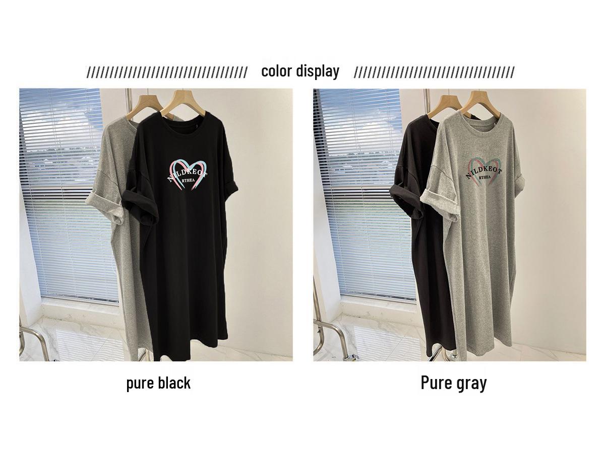 Women s Grey Korean-Style Casual T-shirt Dress, Plus Size, Mid-length, Slimming, Summer Wear 5XL for 181-200 Jin
Women s Grey Korean-Style Casual T-shirt Dress, Plus Size, Mid-length, Slimming, Summer Wear 5XL for 181-200 Jin