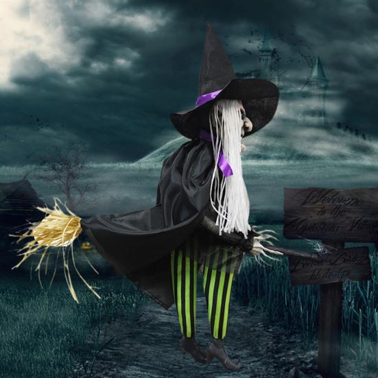 Yousheng Halloween Witch Decoration, жуткая летающая ведьма с метлой, подвесной уличный декор со светом и звуком для двора и сада
Yousheng Halloween Witch Decoration, жуткая летающая ведьма с метлой, подвесной уличный декор со светом и звуком для двора и сада