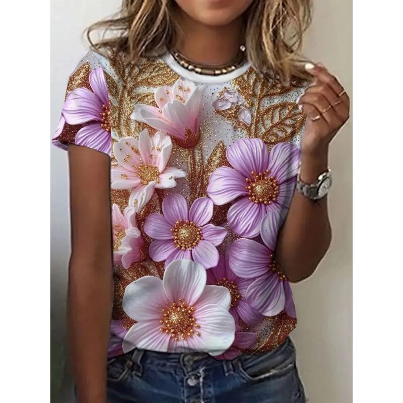 Fashion Women s Crew Neck Short Sleeve 3D Flower Color Printing Crew Neck T-Shirt Flower Short Sleeve 6XL
Fashion Women s Crew Neck Short Sleeve 3D Flower Color Printing Crew Neck T-Shirt Flower Short Sleeve 6XL