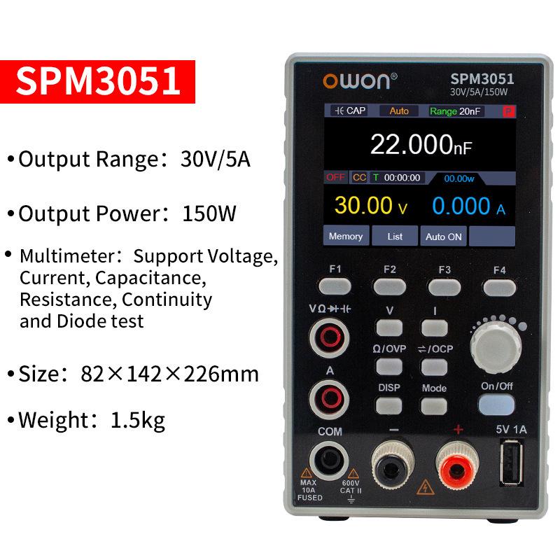 OWON Lili Pu SPM Series Programmable DC Power Supply & 4.5-Digit Multimeter (Models: 3051, 3103, 6103)
OWON Lili Pu SPM Series Programmable DC Power Supply & 4.5-Digit Multimeter (Models: 3051, 3103, 6103)