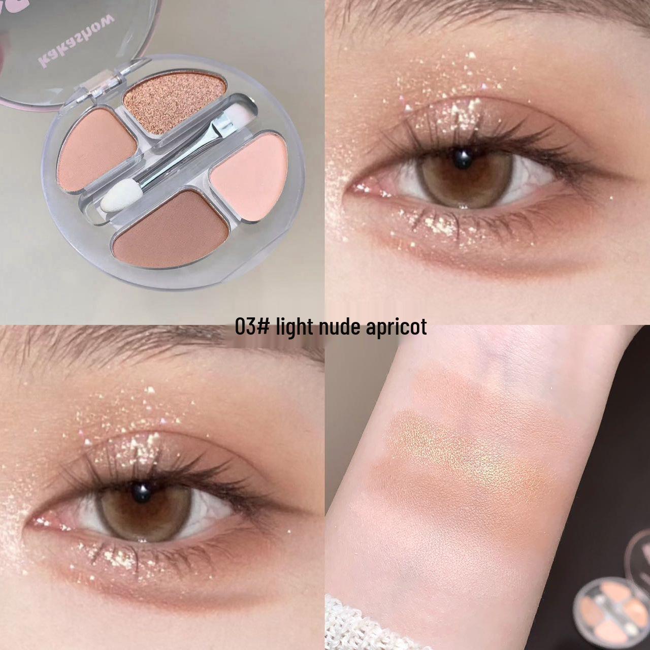 Kakashow Four-Color Under-Eye Bag Makeup Palette: Women s Matte, Pearlescent, Fine Glitter Eyeshadow for Brightening.
Kakashow Four-Color Under-Eye Bag Makeup Palette: Women s Matte, Pearlescent, Fine Glitter Eyeshadow for Brightening.
