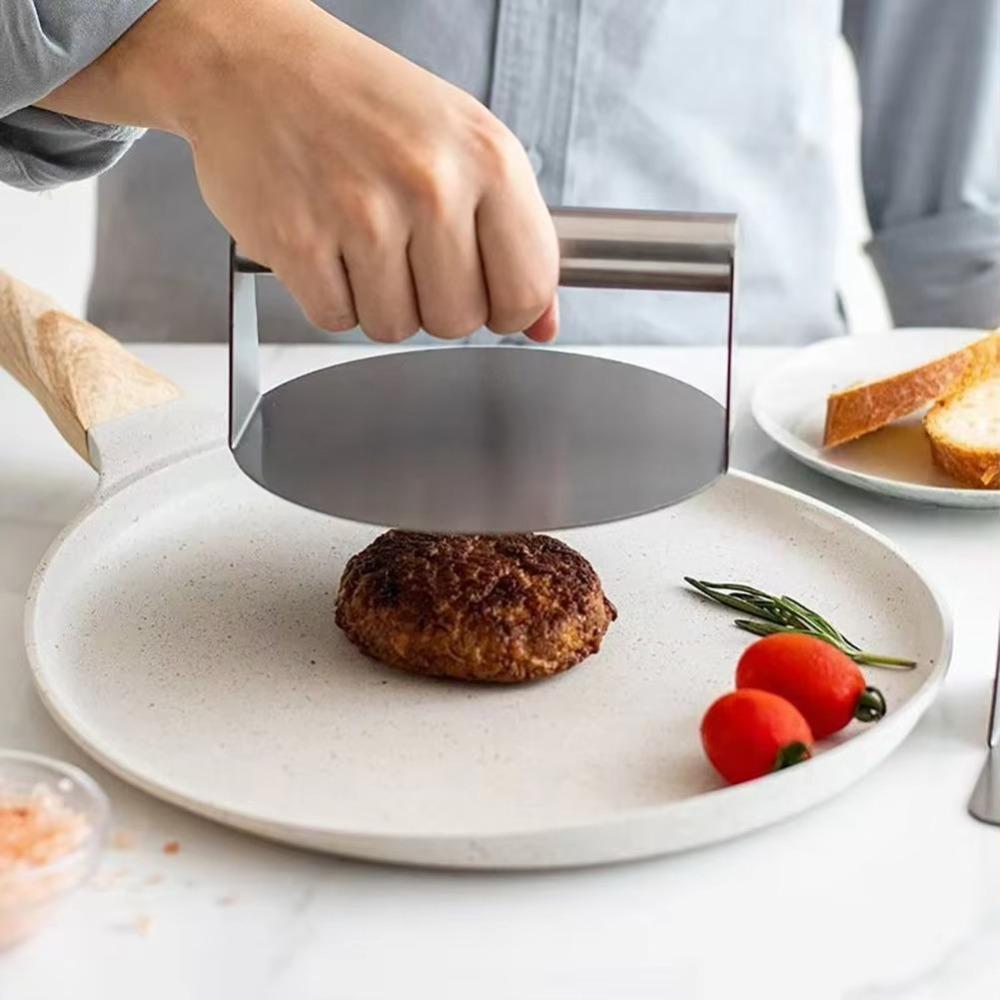Round Smash Burger Press Stainless Steel Burger Smasher Professional Cooking Round 12cm
Round Smash Burger Press Stainless Steel Burger Smasher Professional Cooking Round 12cm
