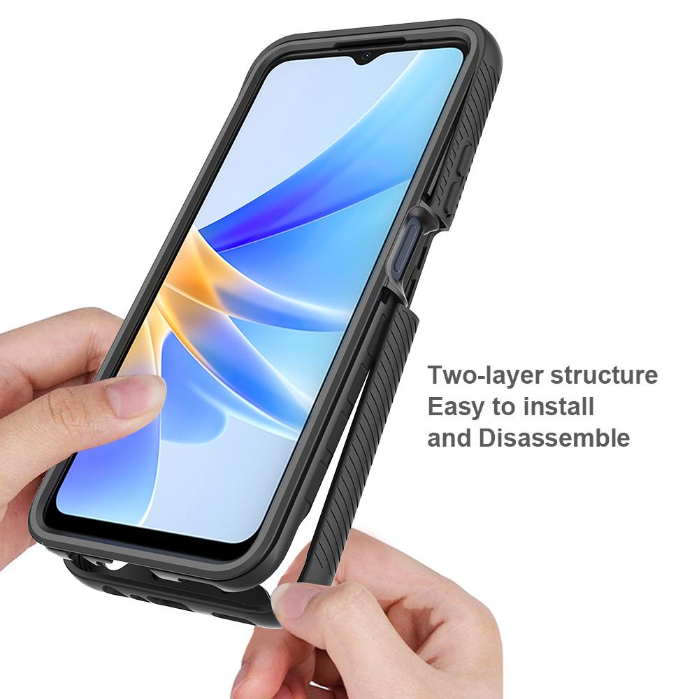 For Oppo A17 4G Shockproof PC+TPU Phone Case Transparent Phone Cover with PET Screen Protector Black
For Oppo A17 4G Shockproof PC+TPU Phone Case Transparent Phone Cover with PET Screen Protector Black