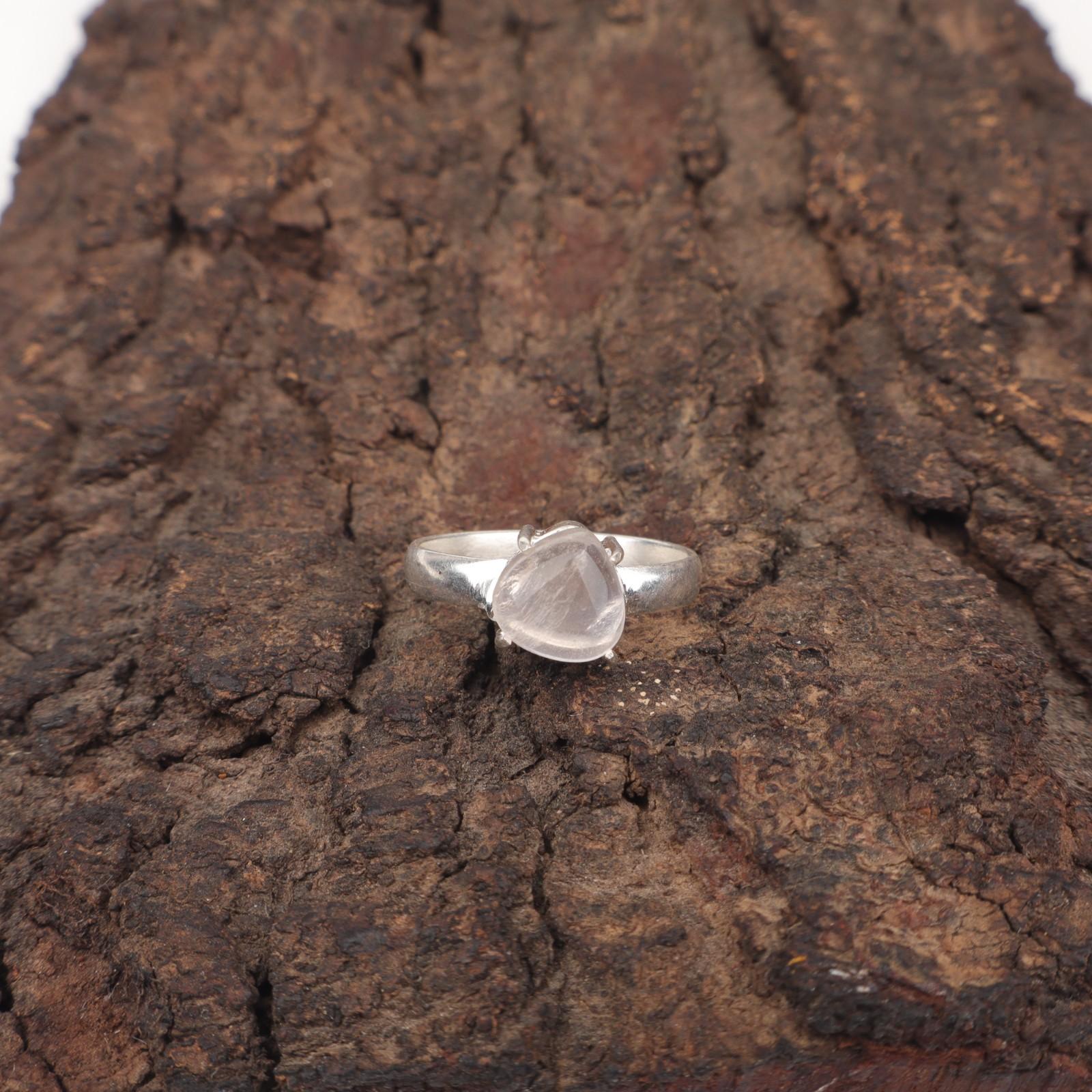 Камень Розовый Кварц Серебро 925 пробы Заявление Сердечная чакра Подарок жене Кольцо в стиле бохо RR-43-29 9