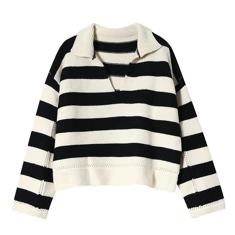 Полосатые женские свитера, осенне-зимние пуловеры с воротником-поло, вязаные корейские элегантные женские джемперы, женский свитер L чёрный
Полосатые женские свитера, осенне-зимние пуловеры с воротником-поло, вязаные корейские элегантные женские джемперы, женский свитер L чёрный